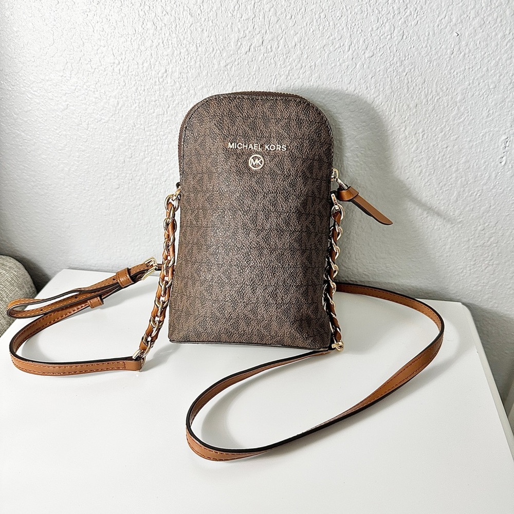 Michael Kors Charm Small North/South Chain Phone Crossbody
